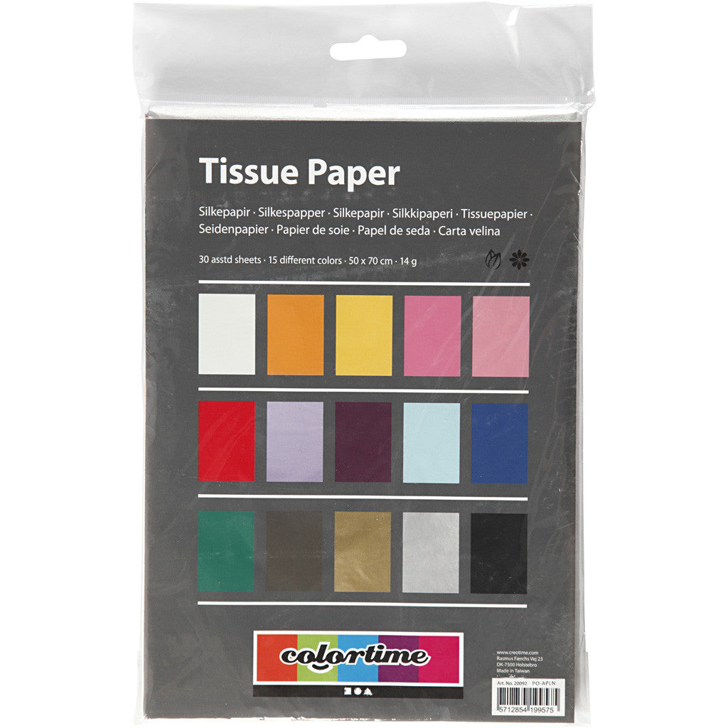Seidenpapier - Sortiment, Blatt 50x70 cm, 14 g, Sortierte Farben, 30Bl.