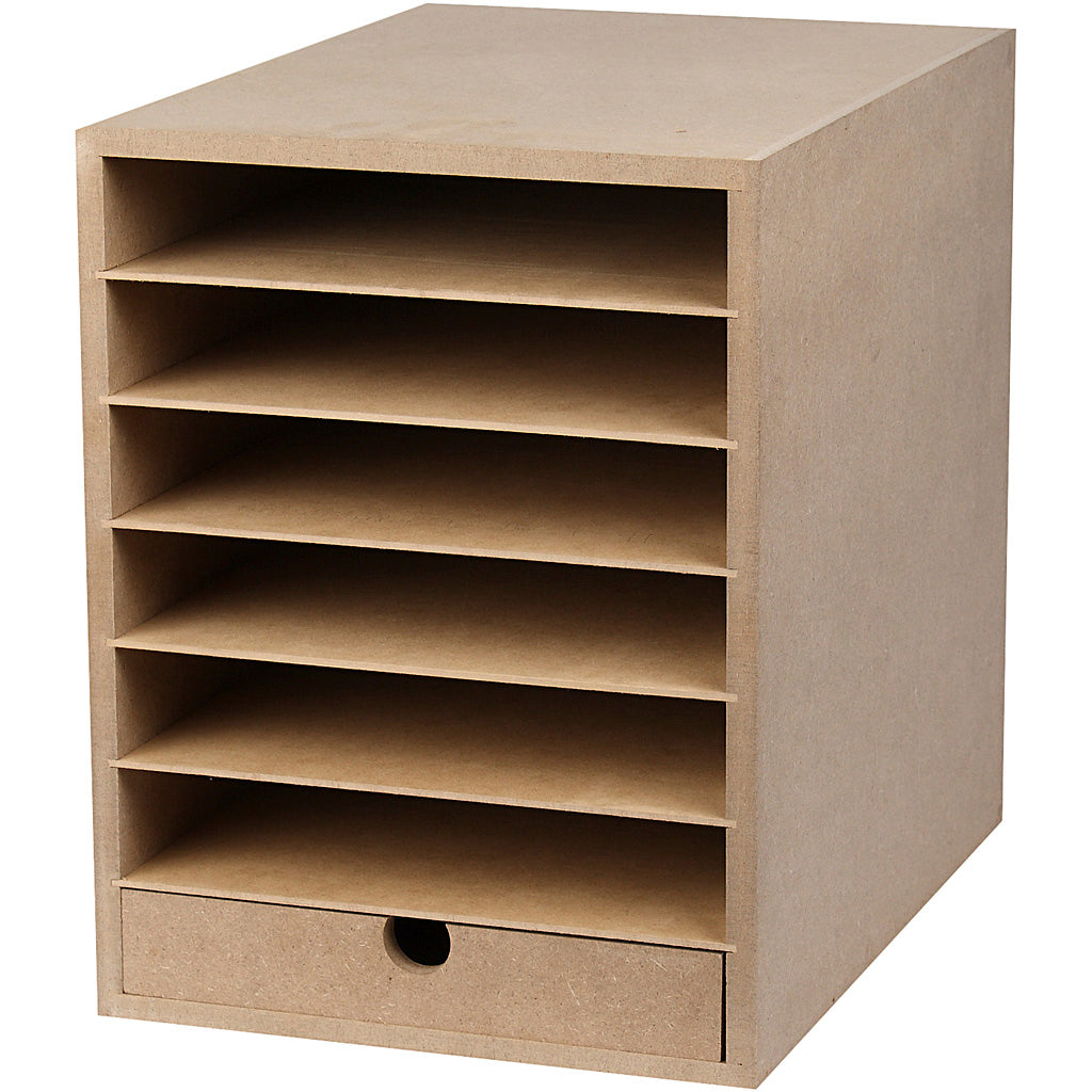 Storage Cabinet Wood White Drawer for A4 Paper