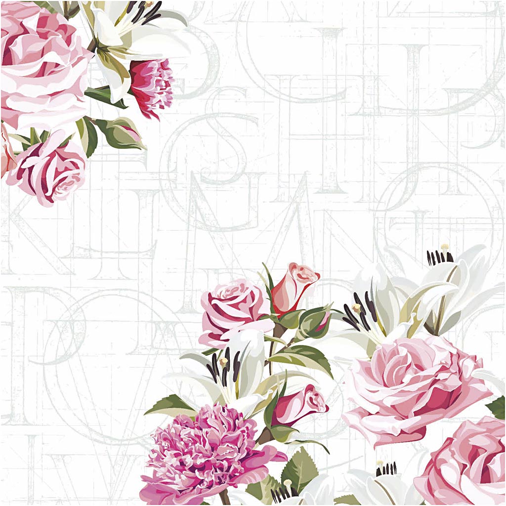 Table Napkins, Rose letters, size 33x33 cm