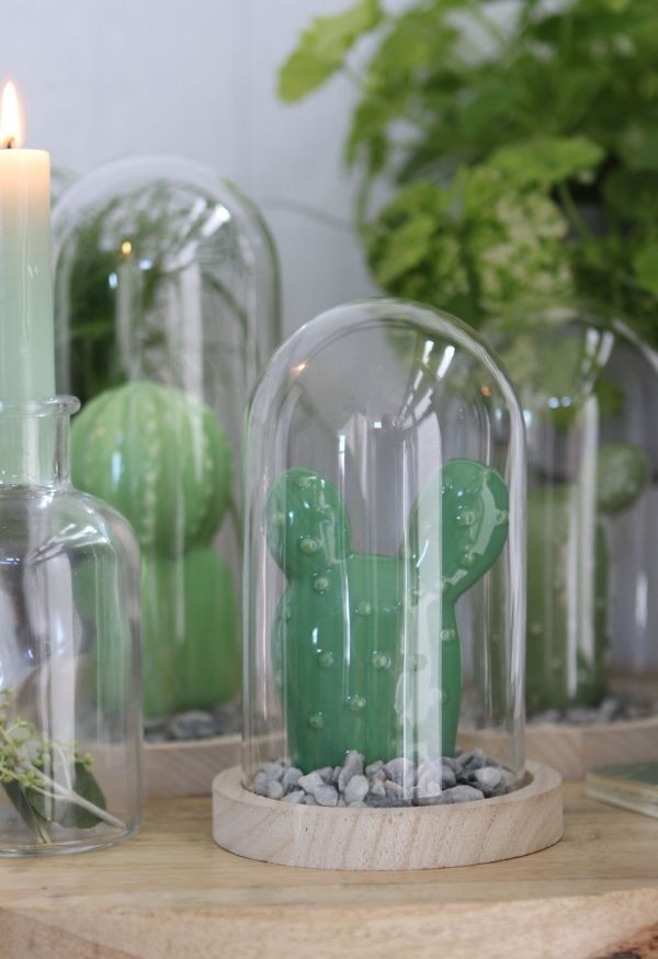 Glaskuppel mit Holzsockel 10x15cm - 1 Stk