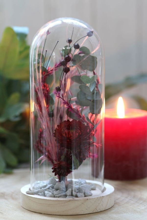 Glaskuppel mit Holzsockel 10x20cm - 1 Stk