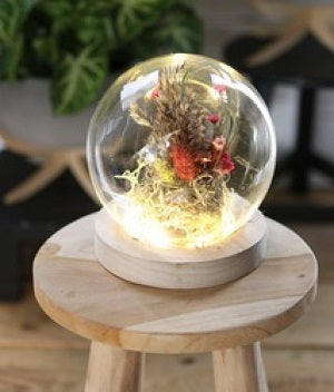 LED-Glaskugeln mit Holzsockel Rund Ø13cm - 1 Stk