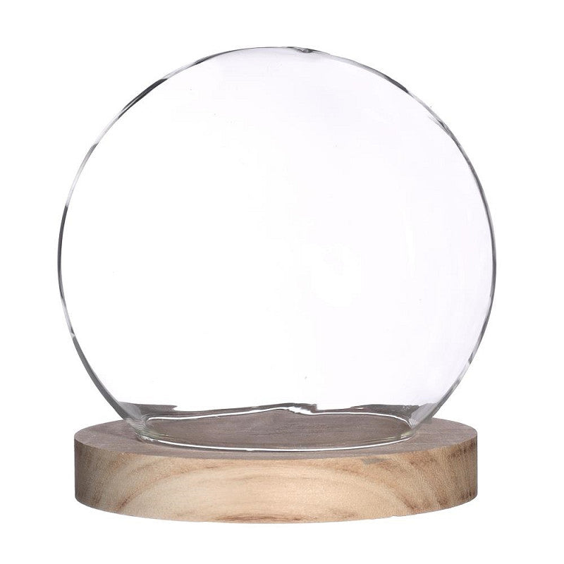 Glaskuppel mit Holzsockel Ø 18 cm, H. 19 cm - 1 Stück