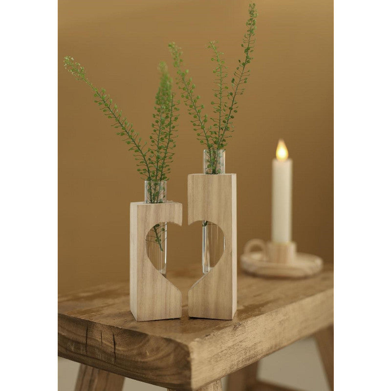 Herzförmiger Reagenzglashalter aus Holz, L. 4 x B. 4 x H. 14,5 cm - 6er-Set