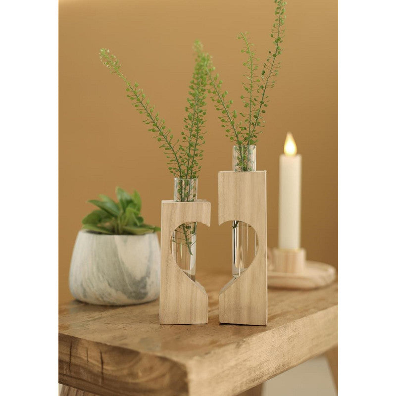 Herzförmiger Reagenzglashalter aus Holz, L. 4 x B. 4 x H. 14,5 cm - 6er-Set