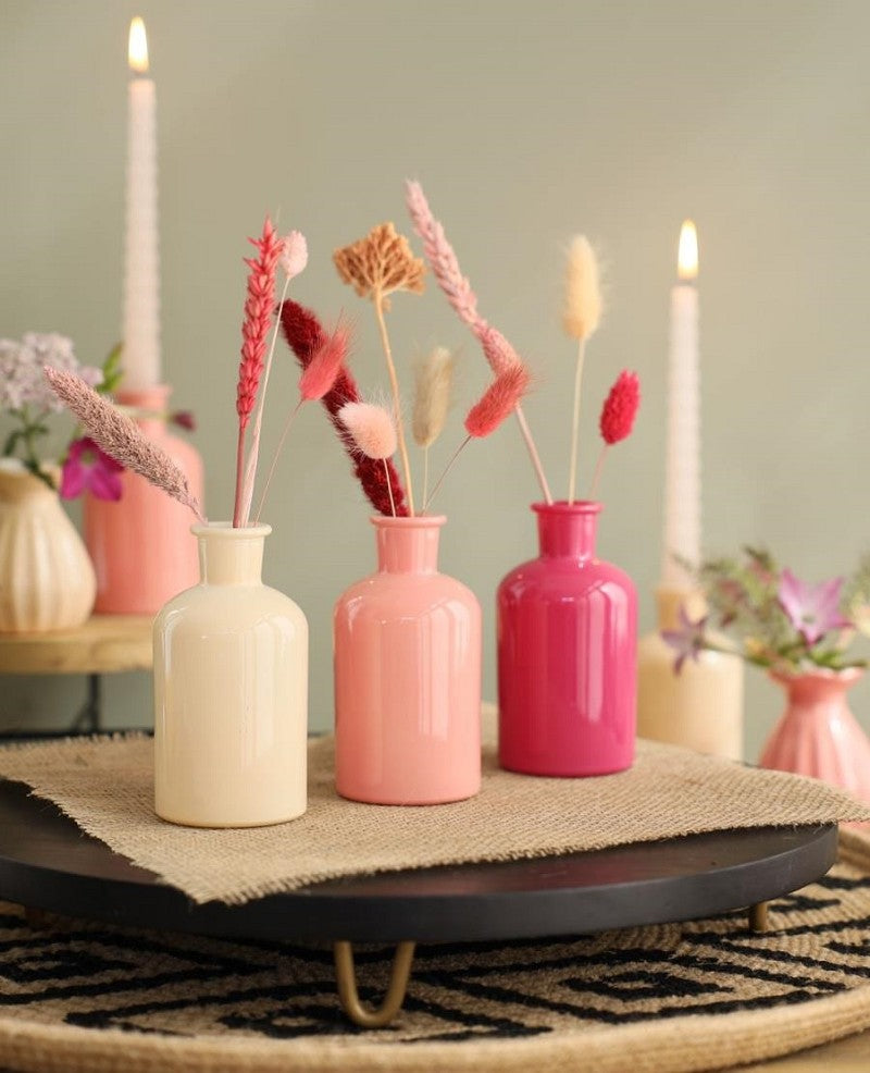 Glasflasche Ø7 h: 12 cm Assorti Rosa - 12 Stk