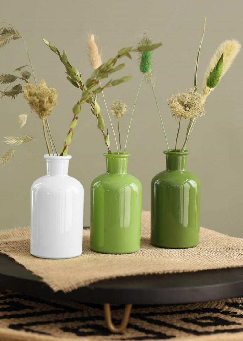 Glasflasche Ø7 h: 12 cm Assorti Grün - 12 Stk