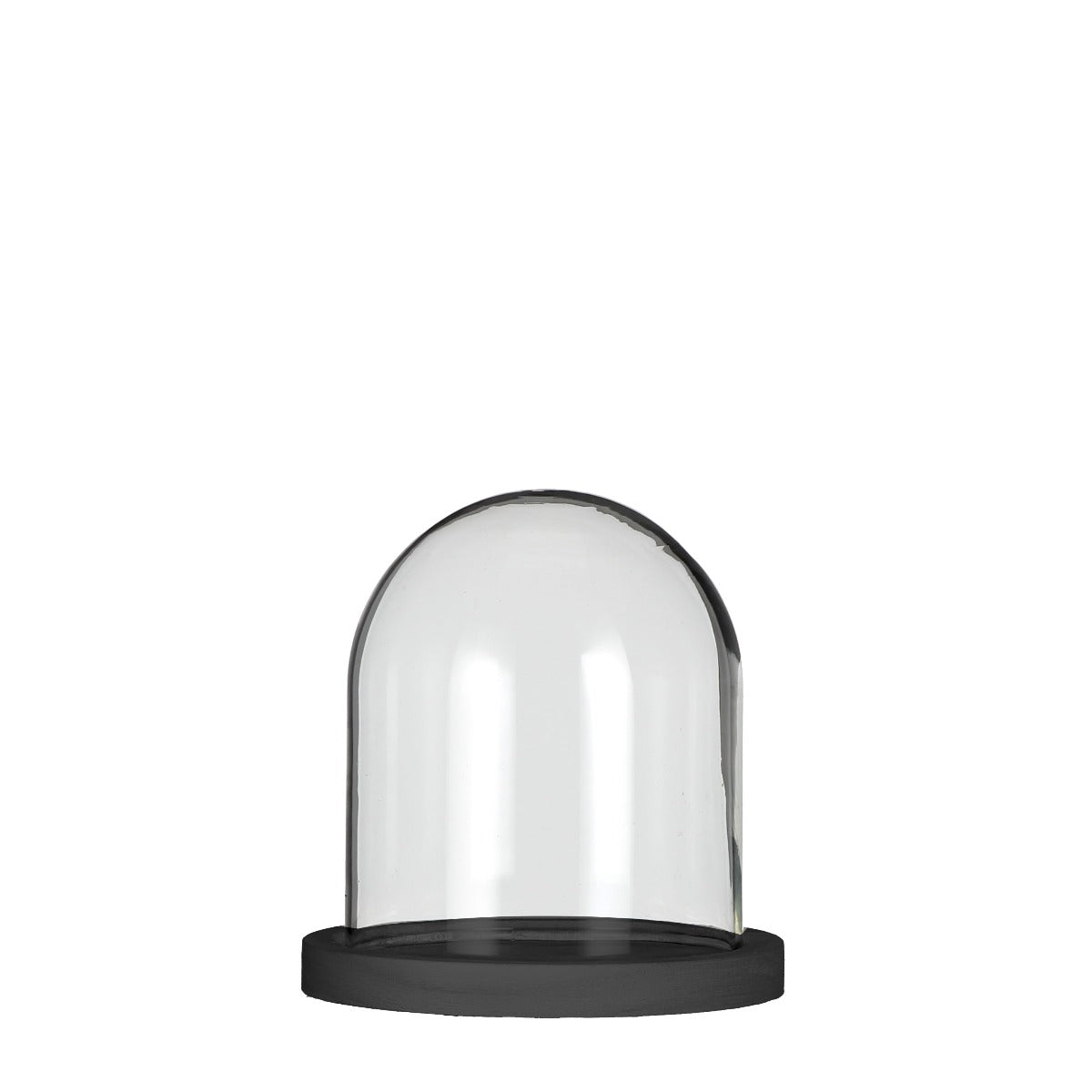 Glass bell jar with black wooden base Ø12cm H.13cm