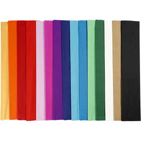 Krepppapier B:50 cm Länge: 2,5m Verschiedene Farben - 15 Blatt