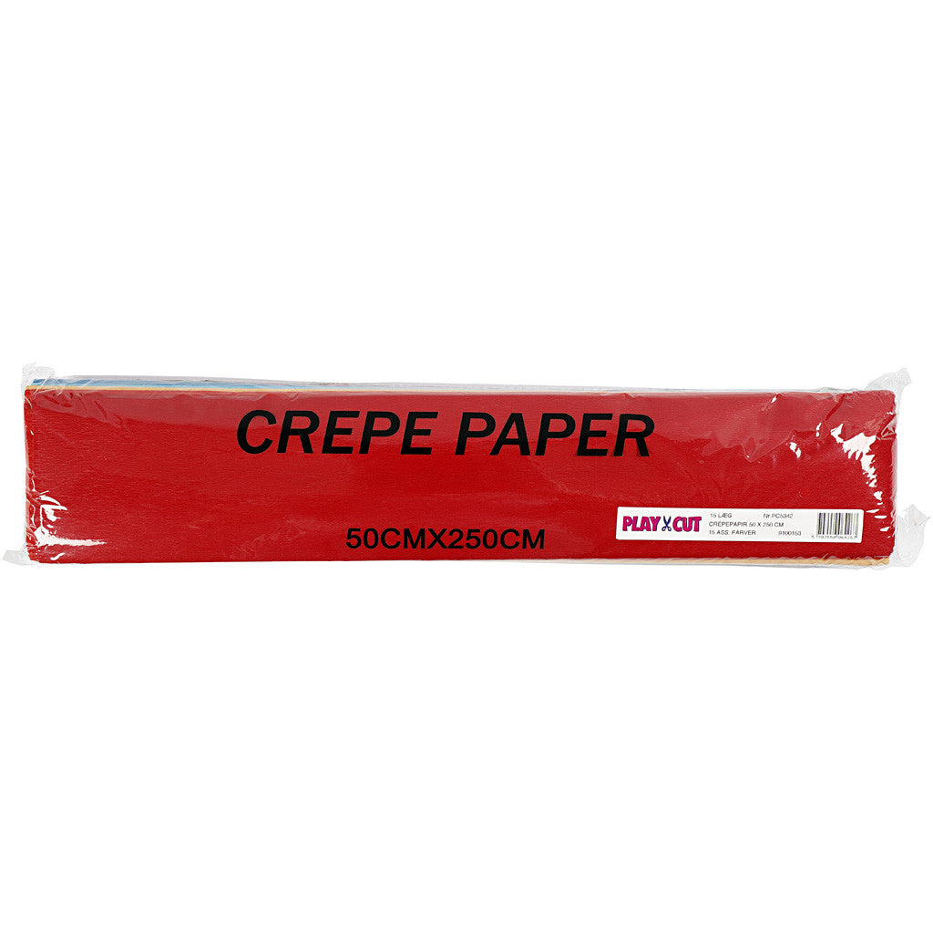 Krepppapier B:50 cm Länge: 2,5m Verschiedene Farben - 15 Blatt