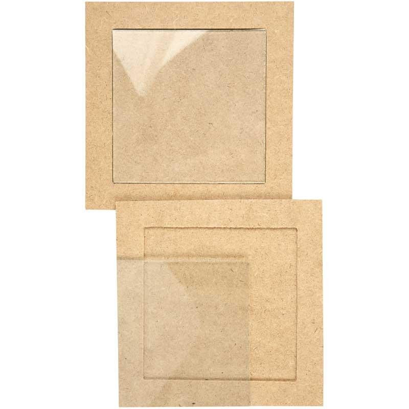 Topfuntersetzer Weißglasplatte, Außenformat 15x15x0,5 cm, Innenformat 11x11x0,55 cm - 6 Stk