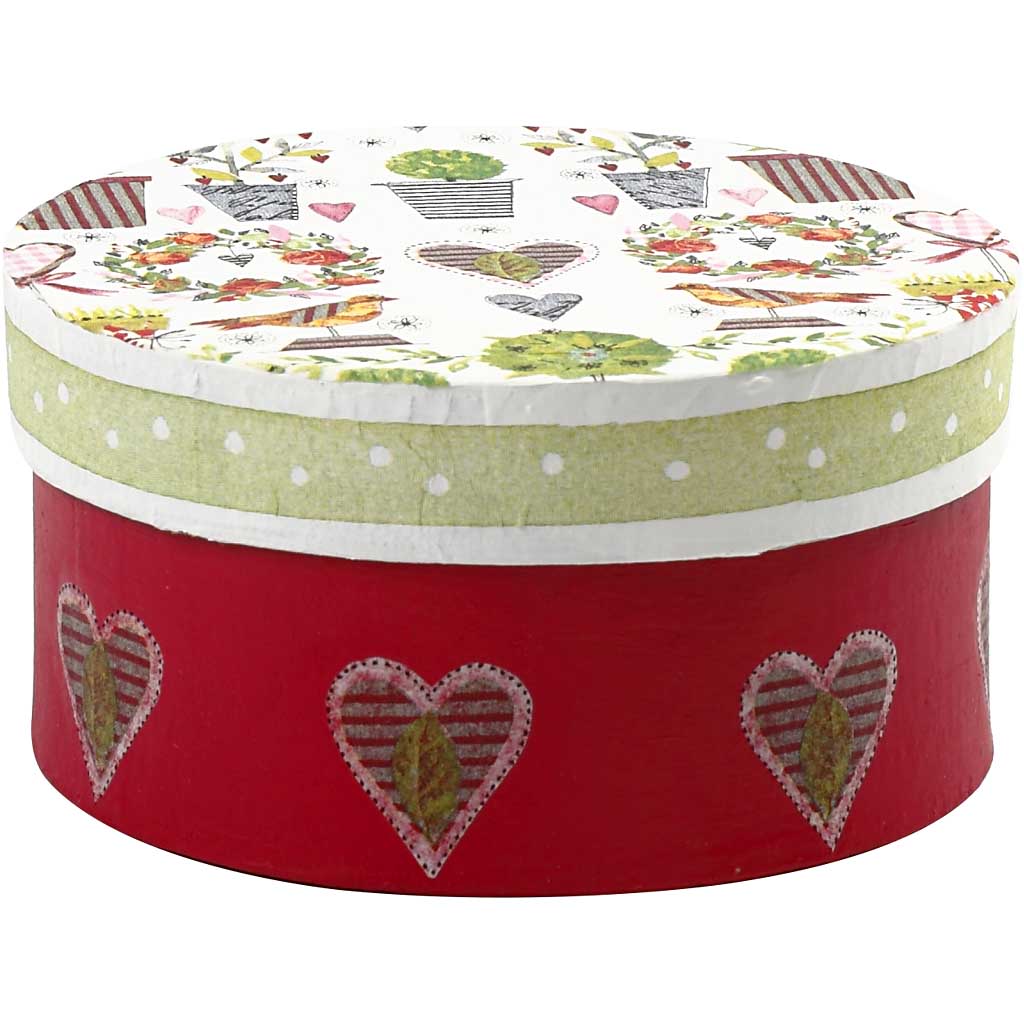 Runde Schachteln, T: 10+13+16 cm, H: 5+6,5+7,5 cm - 3 Stk