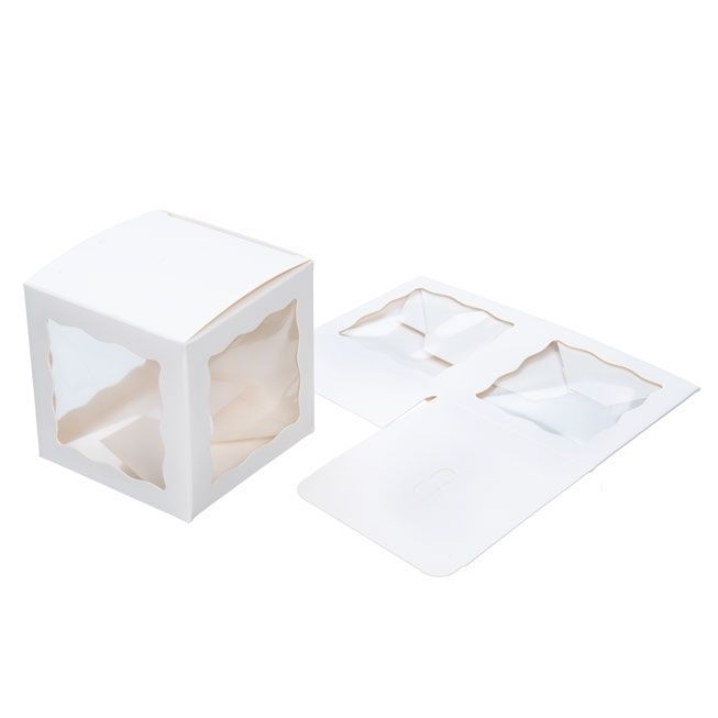 Geschenkschachteln Kraftpapier Weiß mit 3 Fenstern 75x75x75mm - 25 Stk