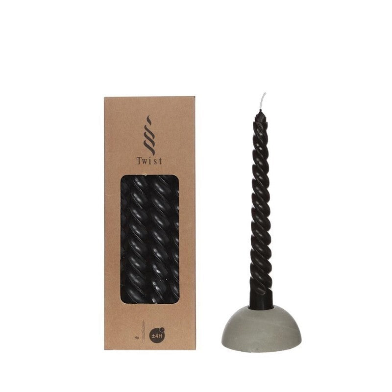 Candles twisted black 19cm high