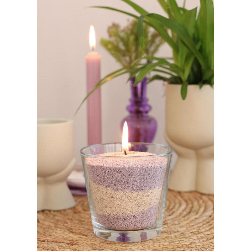 Pearlsand-Kerze 400 g Lavendelgrau - 6 Stück