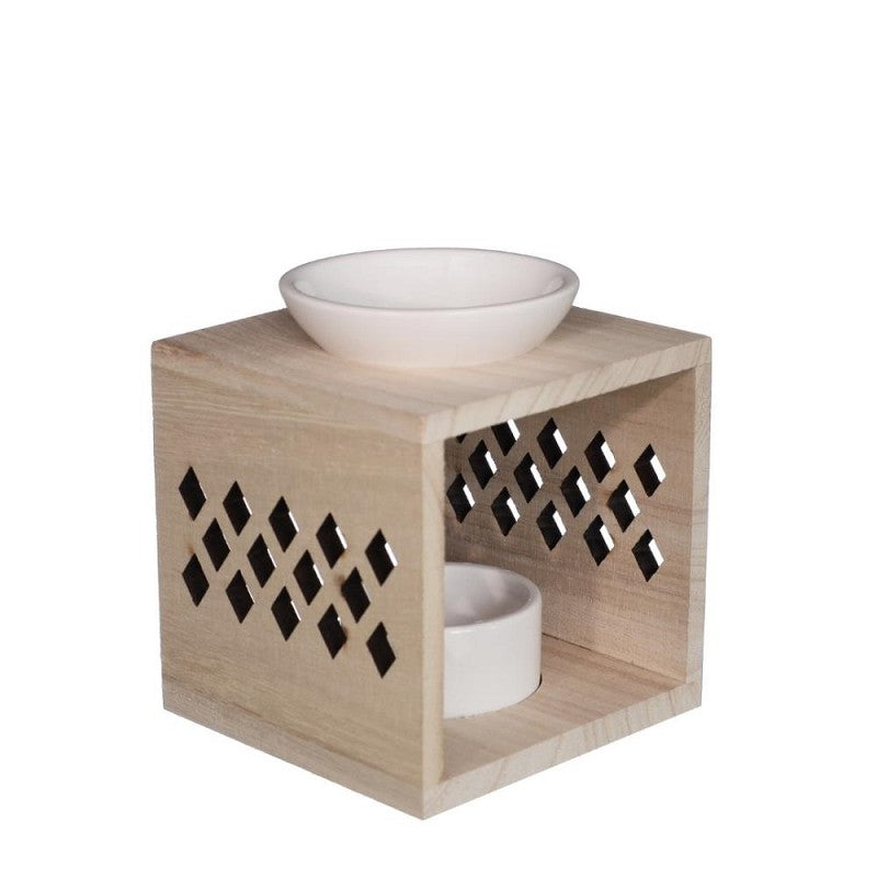 Wooden Aroma cube Holder Whiteh motif