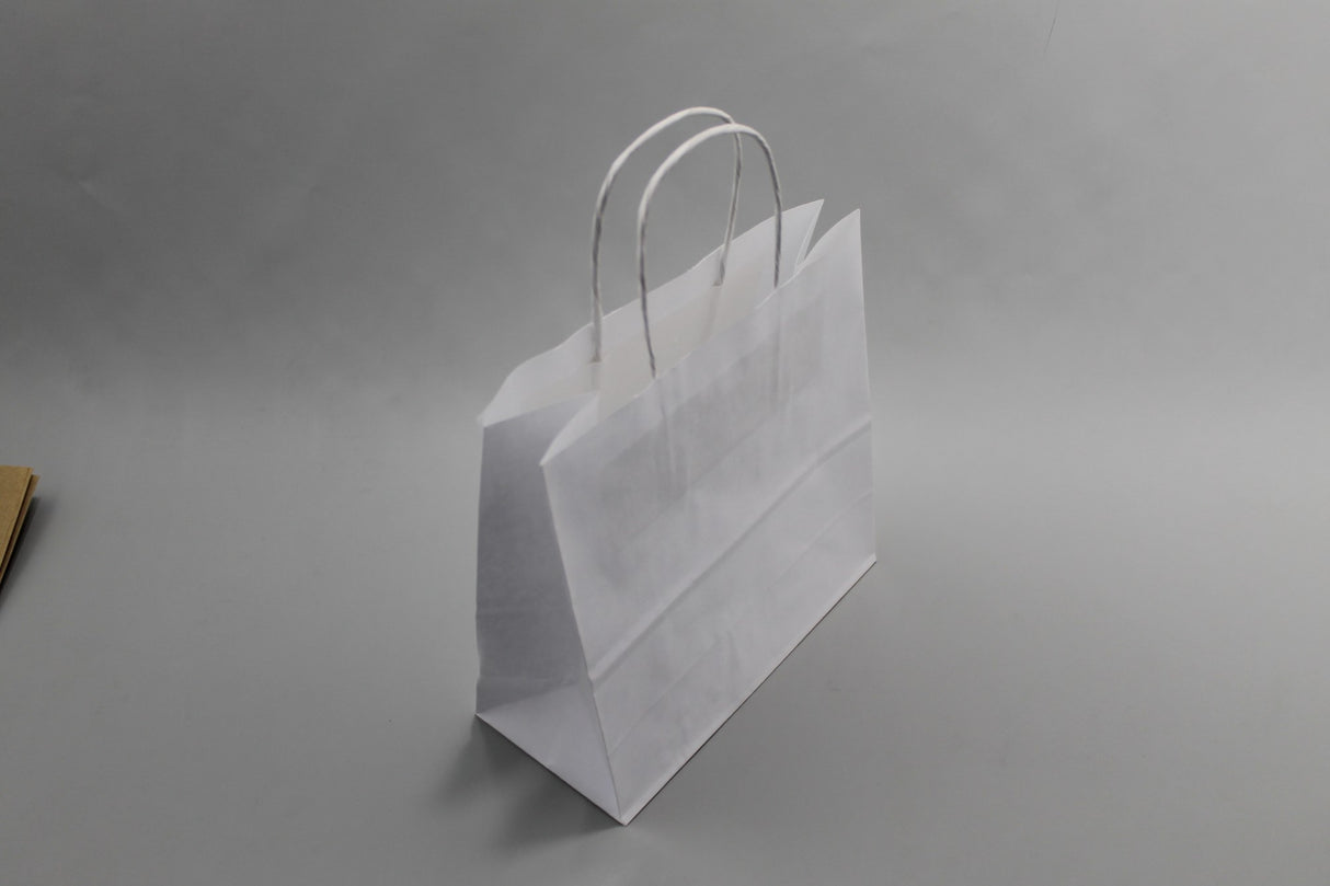 Paper Carry Bags White 180+80x220mm