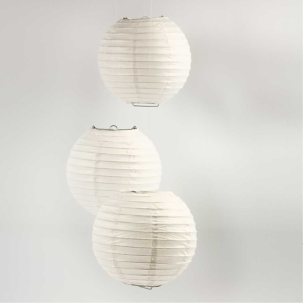 Reispapier-Lampe/-Lampion, Weiß, Rund, D: 20 cm, 1 Stk.