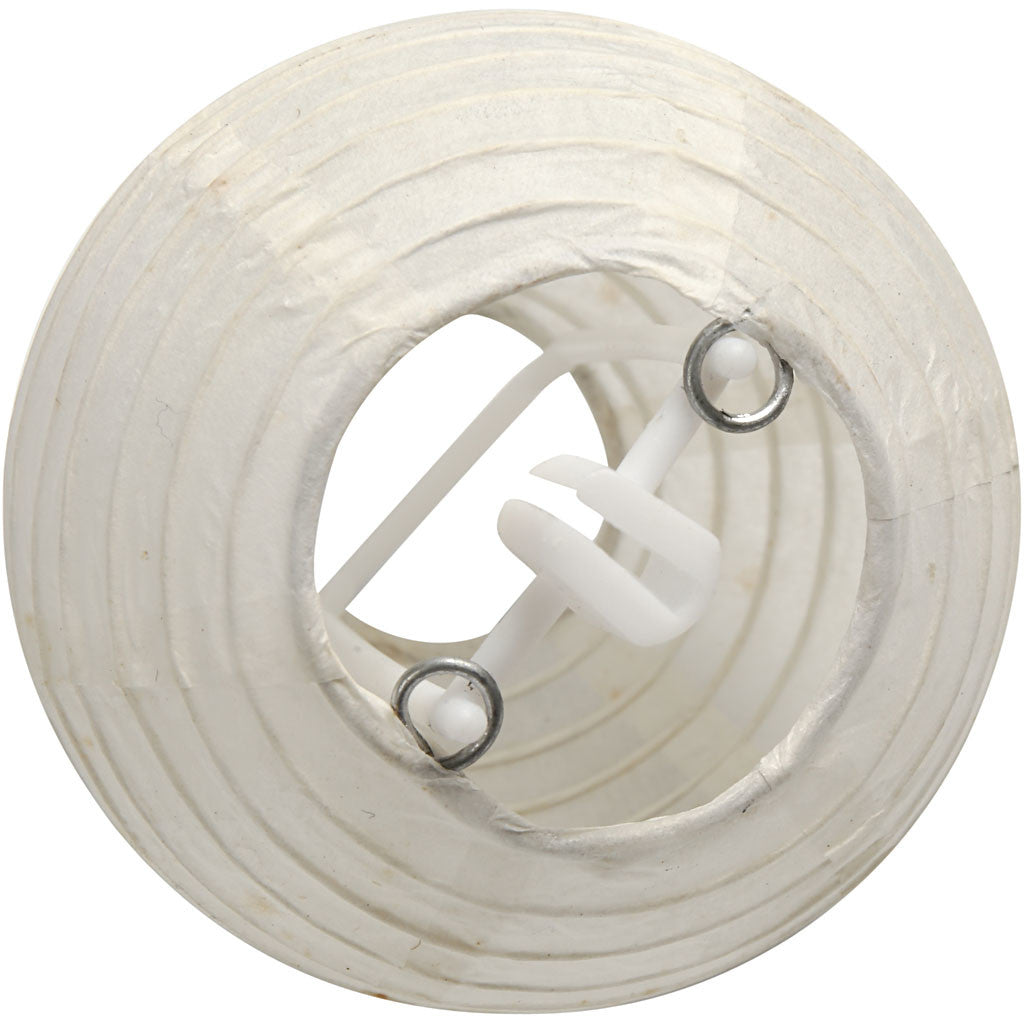 Papierlampion, Weiß, D: 7,5 cm, 10 Stk./ 1 Pck.
