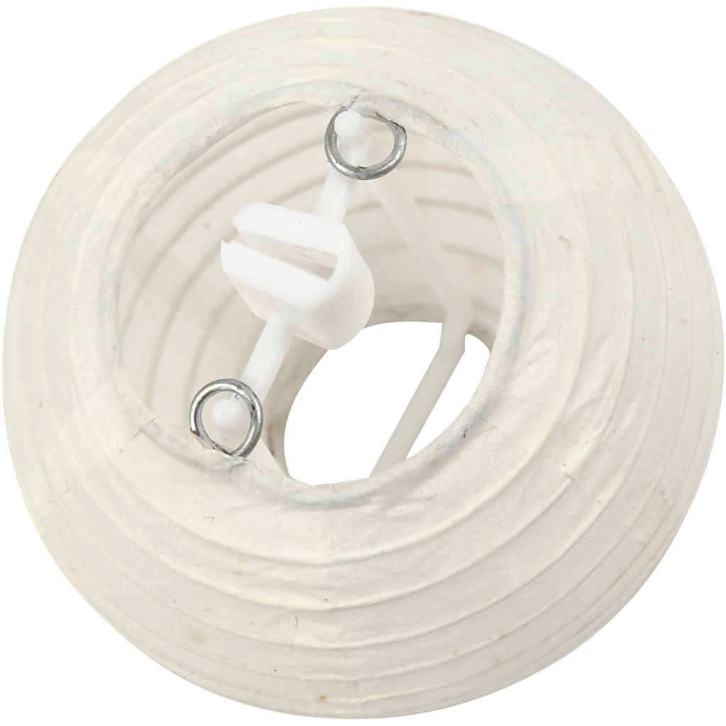 Papierlampion, Weiß, D: 7,5 cm, 10 Stk./ 1 Pck.
