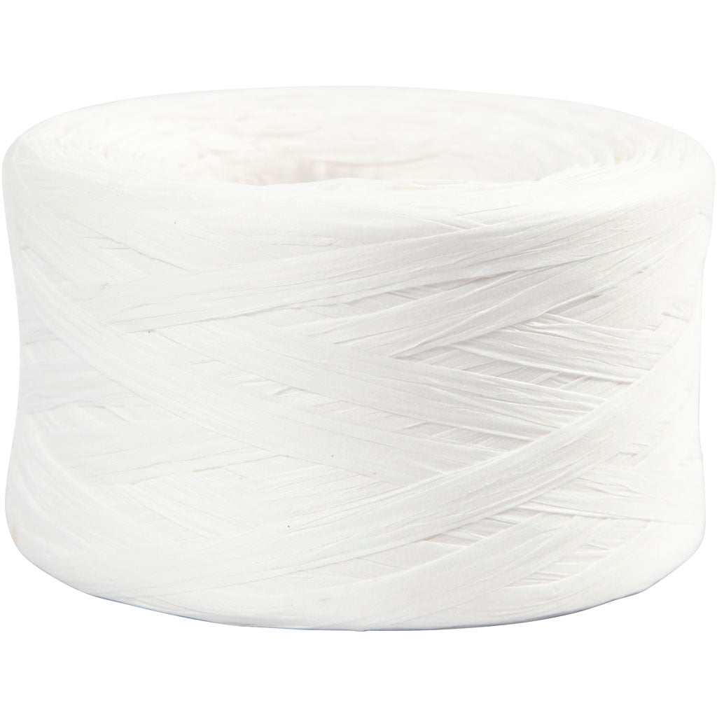Paper raffia yarn, white, W: 7