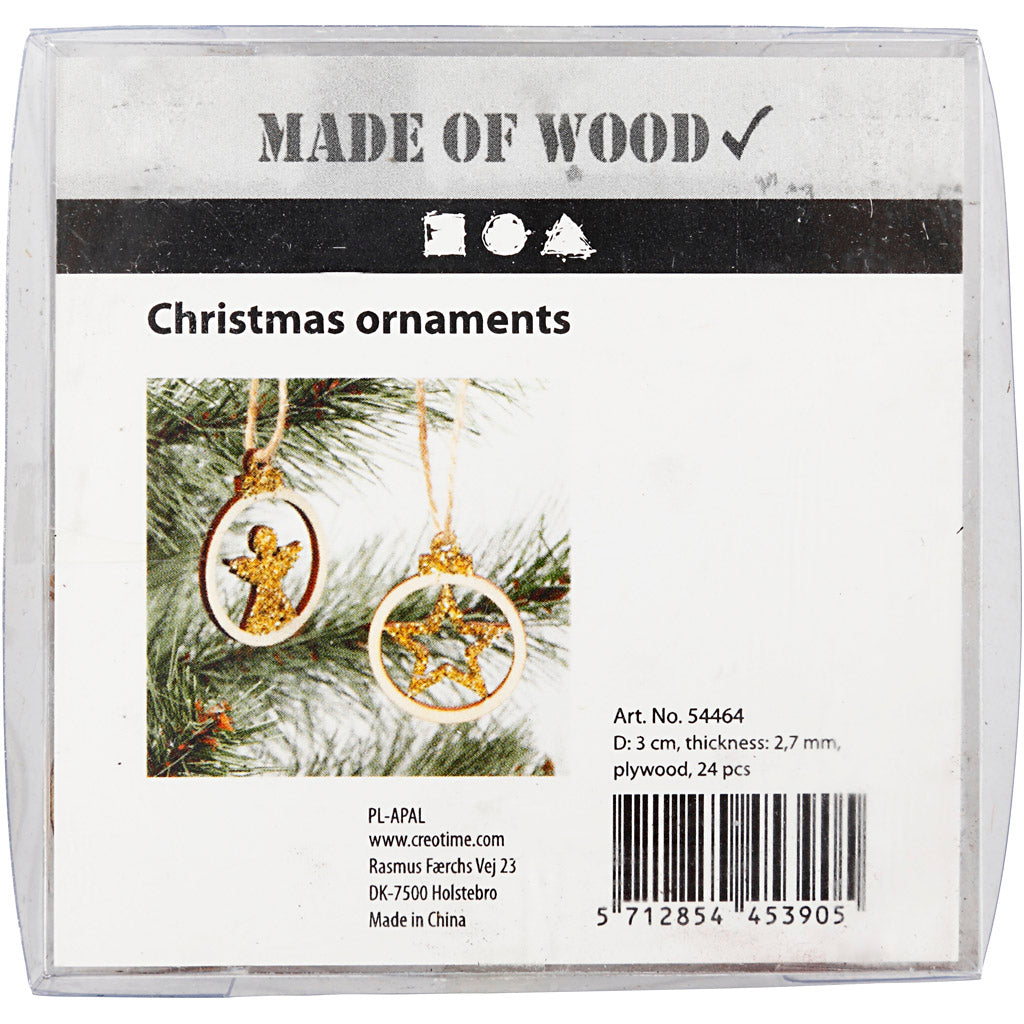 Weihnachtsanhänger, D: 3 cm, Dicke 2,7 mm, 24 Stk/ 1 Pck