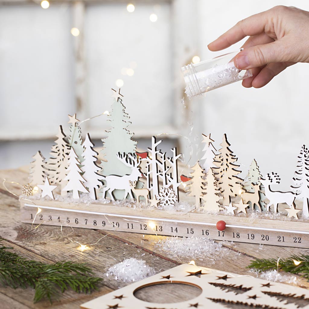 Adventkalender mit Datumszahlen, H: 12 cm, L: 40 cm, B: 3,6 cm, 1 Stk