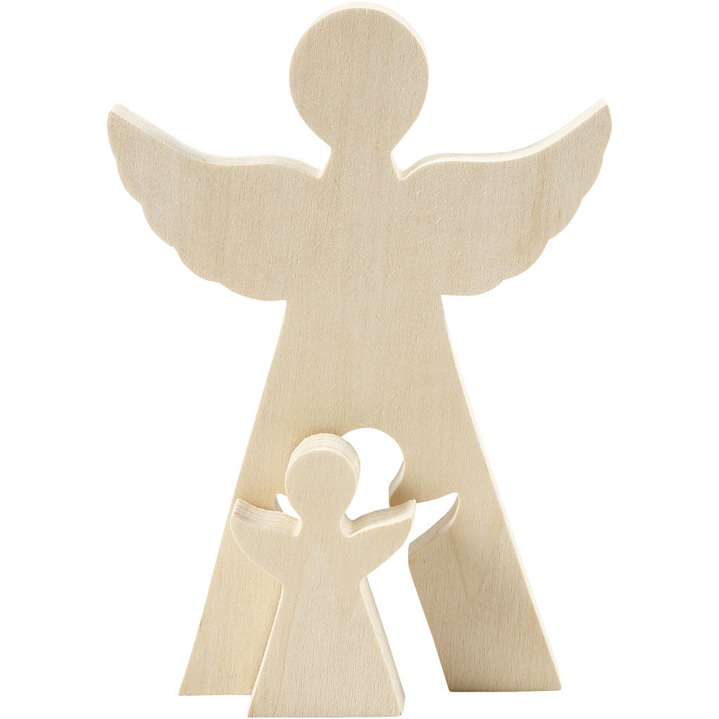 2in1 Abbildung, Engel, H: 7,8+20 cm, B: 4,5+14,3 cm, Sperrholz, Tiefe 2 cm - 1 set