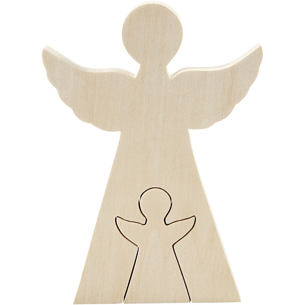 2in1 Abbildung, Engel, H: 7,8+20 cm, B: 4,5+14,3 cm, Sperrholz, Tiefe 2 cm - 1 set