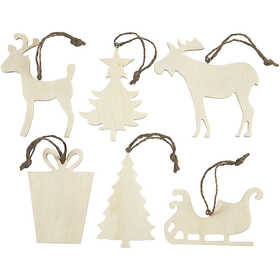 Weihnachtsornamente aus Sperrholz 7-9cm - Dicke 4mm - 90 Stk