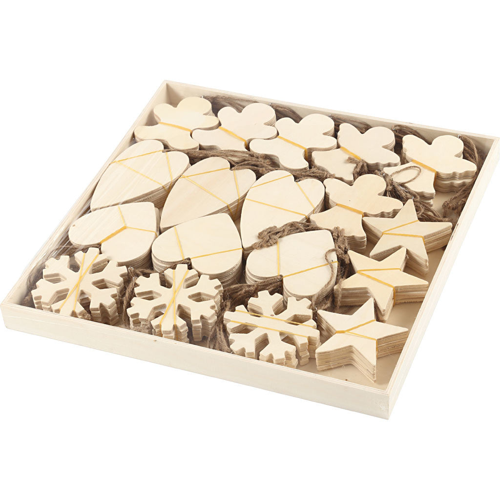 Weihnachtsornamente aus Sperrholz 9-11cm - Dicke 4mm - 90 Stk
