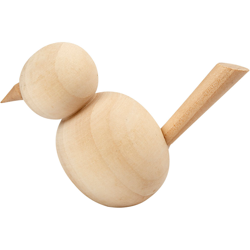 Bird, H: 7,6 cm, poplar wood, 1 pc