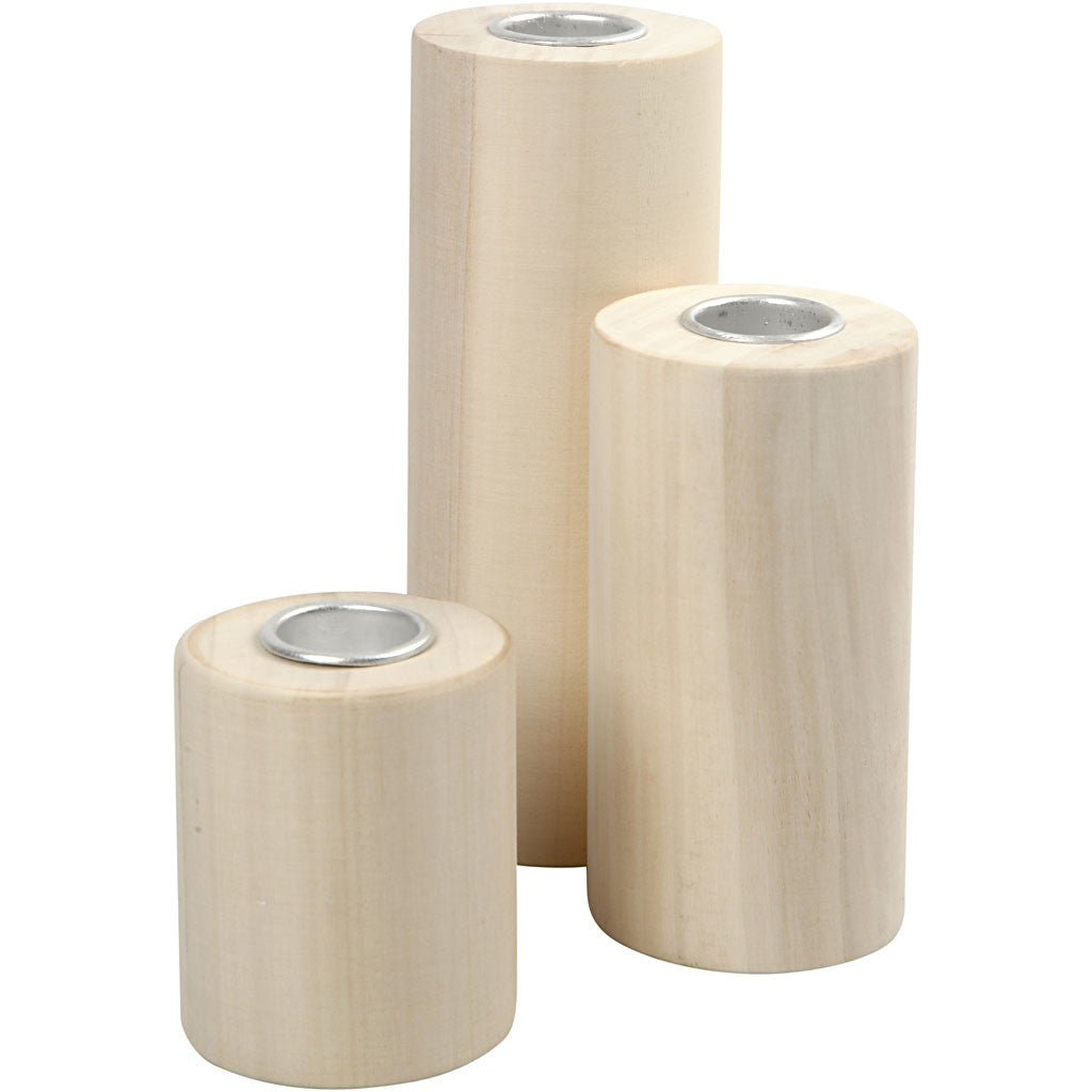 Kerzenständer für Teelichter aus Holz 14.5+9+6.5cm - 3 Stk
