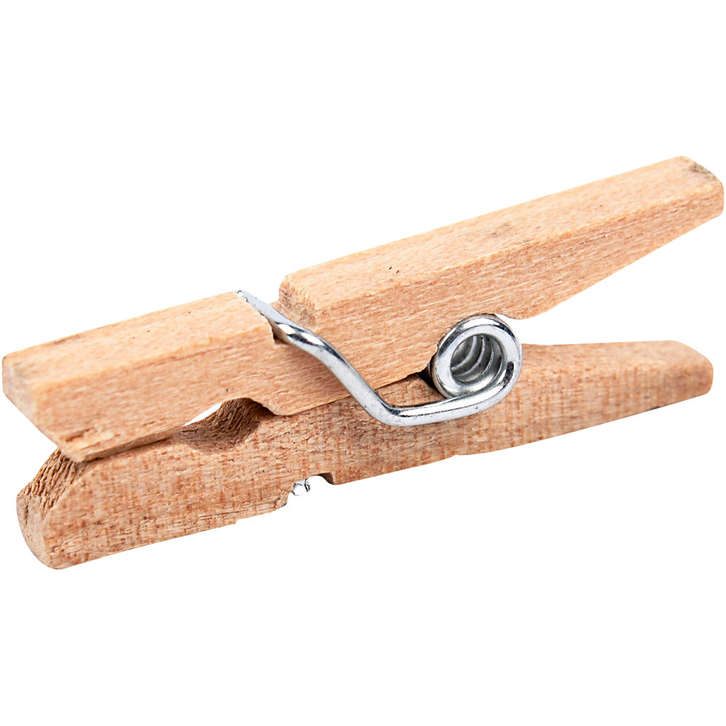 Clothes Pegs, L: 25 mm, W: 3 mm, birch