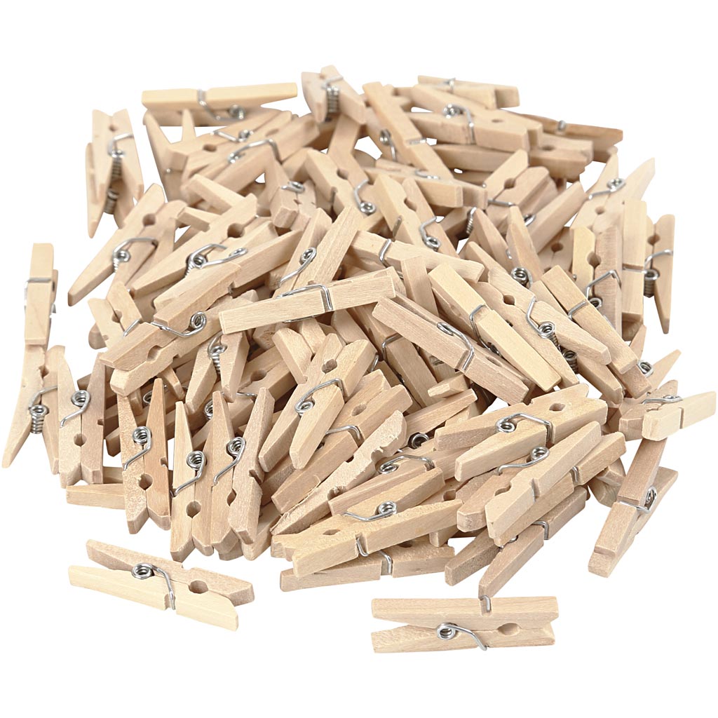 Clothes Pegs, L: 30 mm, W: 3 mm, birch