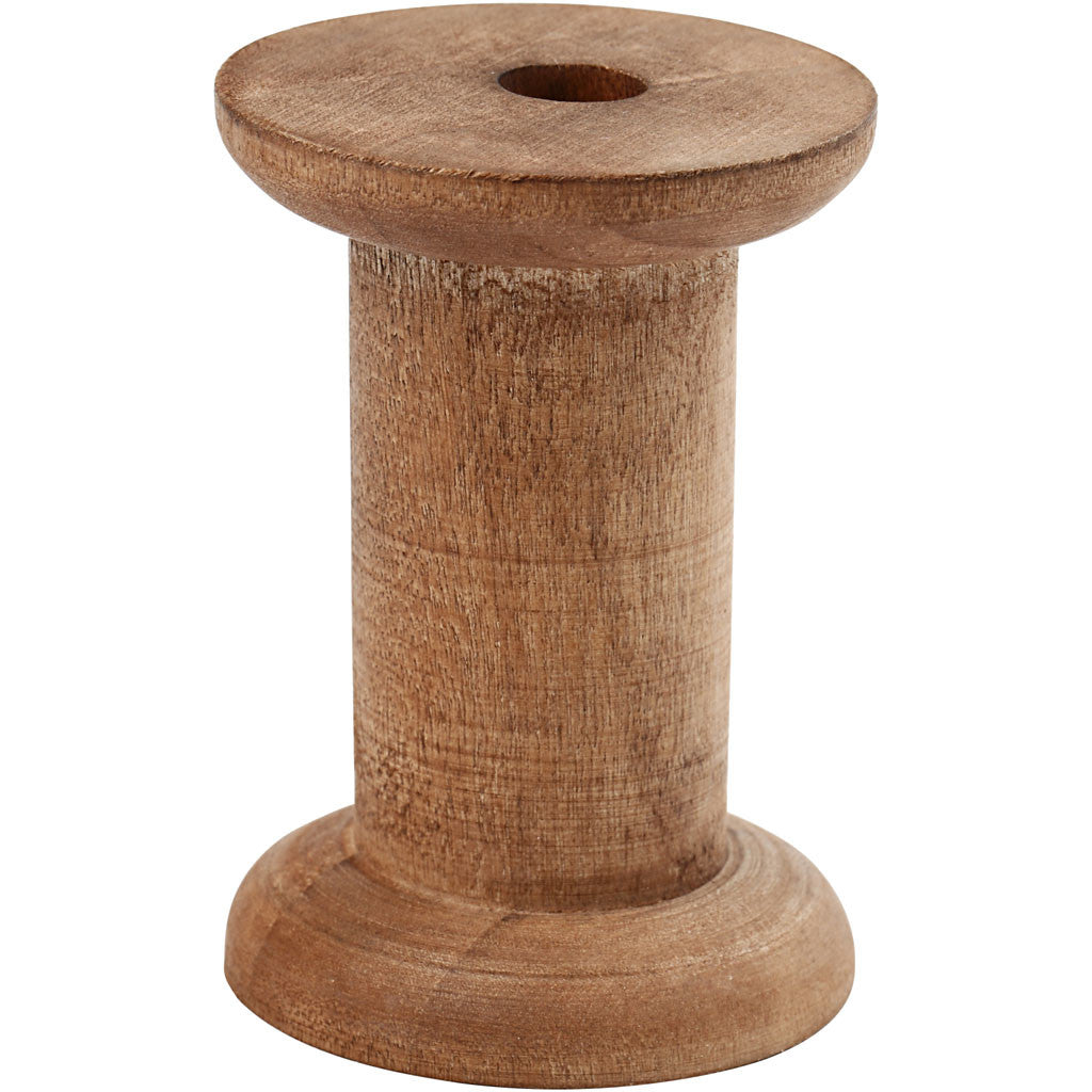 Spule aus Pappelholz - H: 7cm - T: 3+4.8cm - Lochgröße 1cm - 10 Stk