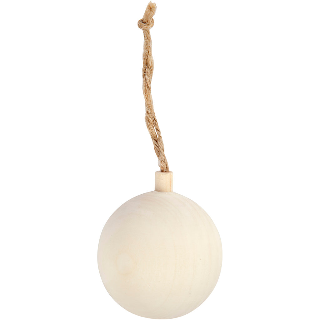 Christmas Ornament, D: 5.5 cm, birch
