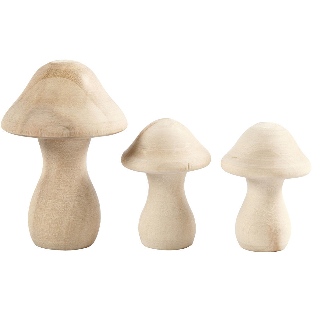 Pilztische aus Pappelholz 4.5x3.3cm + 6.5x4.5cm - 3 Stk