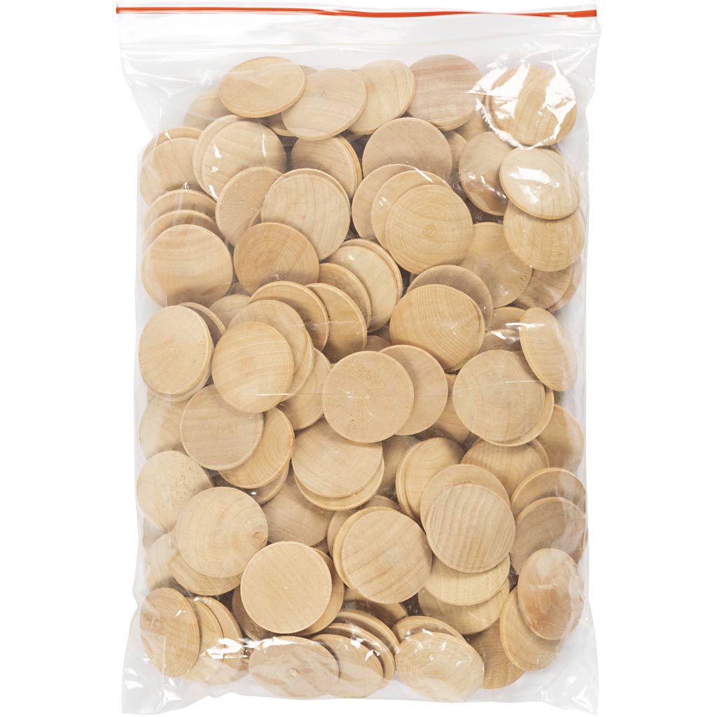 Holzknöpfe 30x6mm - Zedrachbaum-Holz - 150 Stk