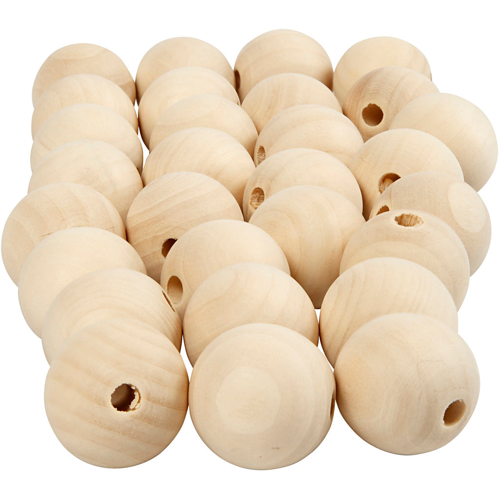Wooden Bead, D: 25 mm, hole size 4.5 mm, china berry