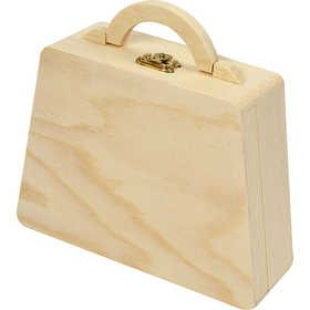 Handtasche aus Kiefernholz - 17.5(12.5x13.5x5.5cm - Innenabmessungen 11.8x12cm - 1 Stk