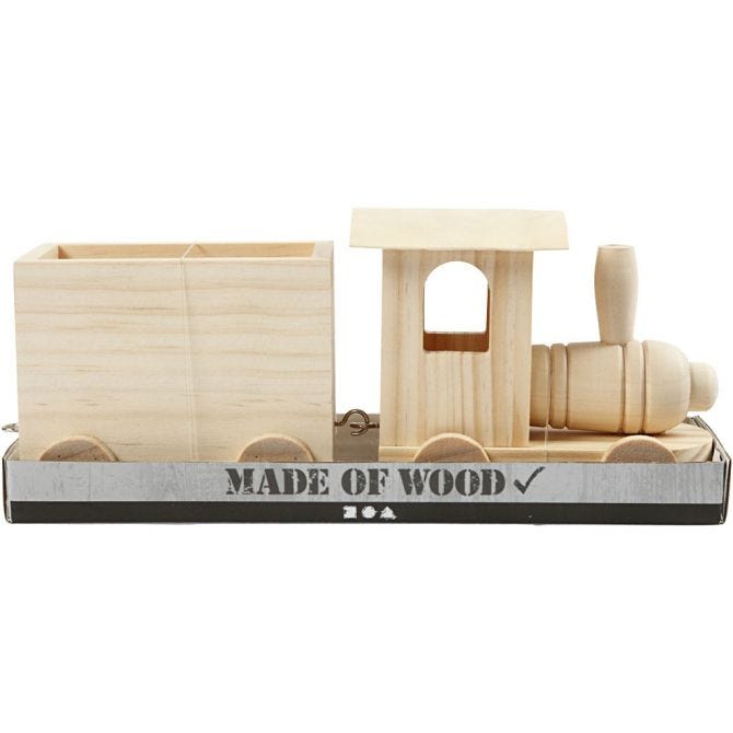 Spielzeug-Zug mit Anhänger, H: 9,5 cm, L: 21,5 cm, B: 6,5 cm, 1 Stk