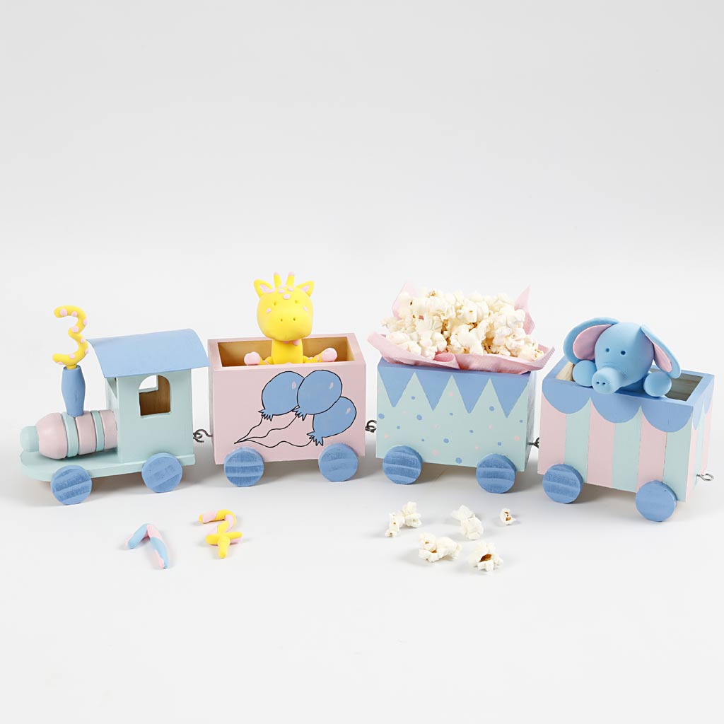 Spielzeug-Zug mit Anhänger, H: 9,5 cm, L: 21,5 cm, B: 6,5 cm, 1 Stk