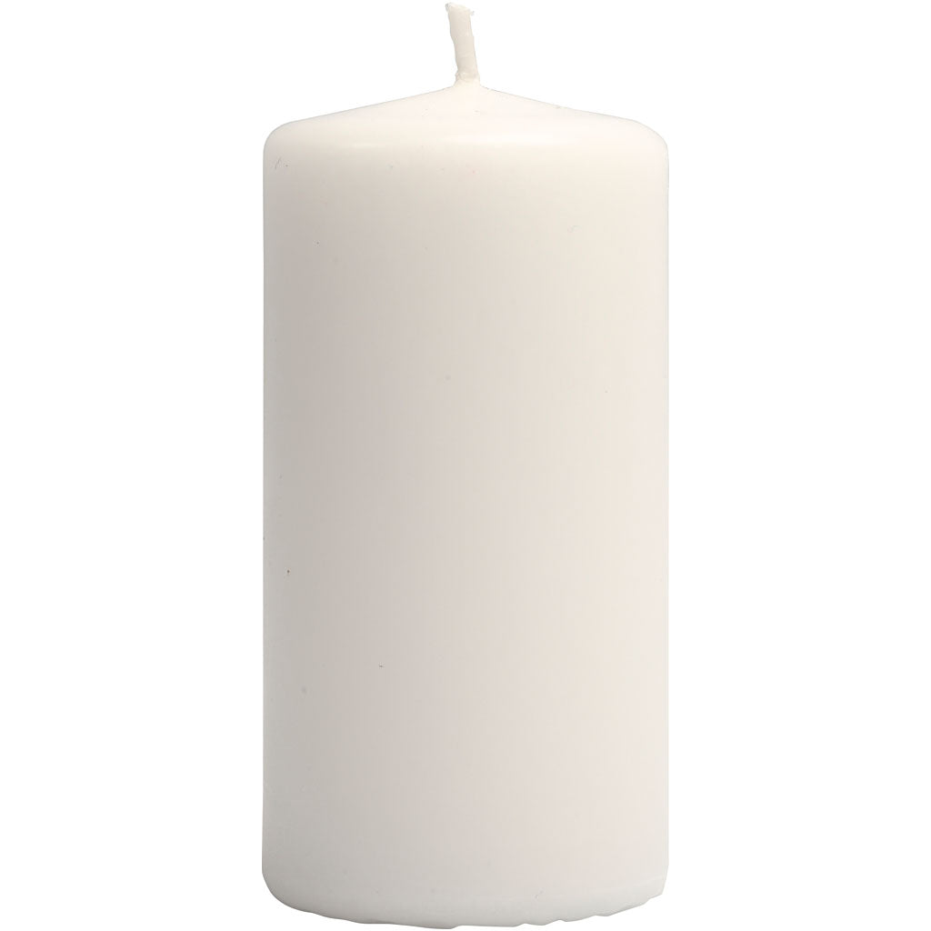 Candles, white, H: 100 mm, D: 50 mm
