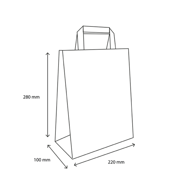 Papiertragetaschen 220x100x280mm weiß - 250 Stück