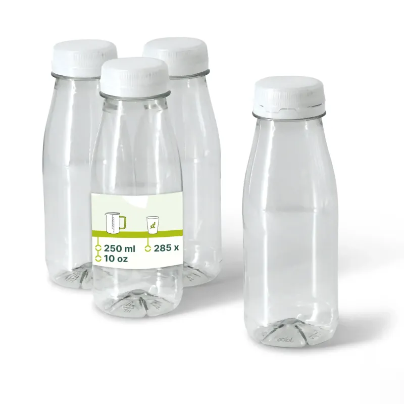 rPET Flasche 250 ml klar/weiß Deckel - 285 Stk