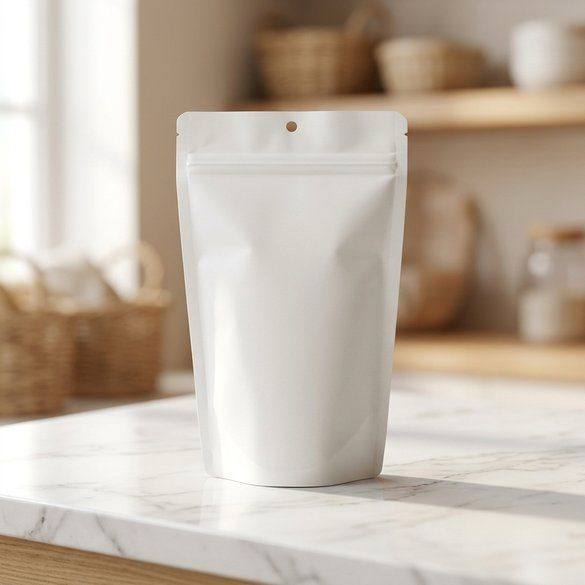 Weißer heimkompostierbarer Standbodenbeutel 13x8x20,5cm - 100 Stück