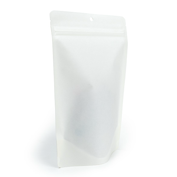 Weißer heimkompostierbarer Standbodenbeutel 15x9x23cm - 100 Stück