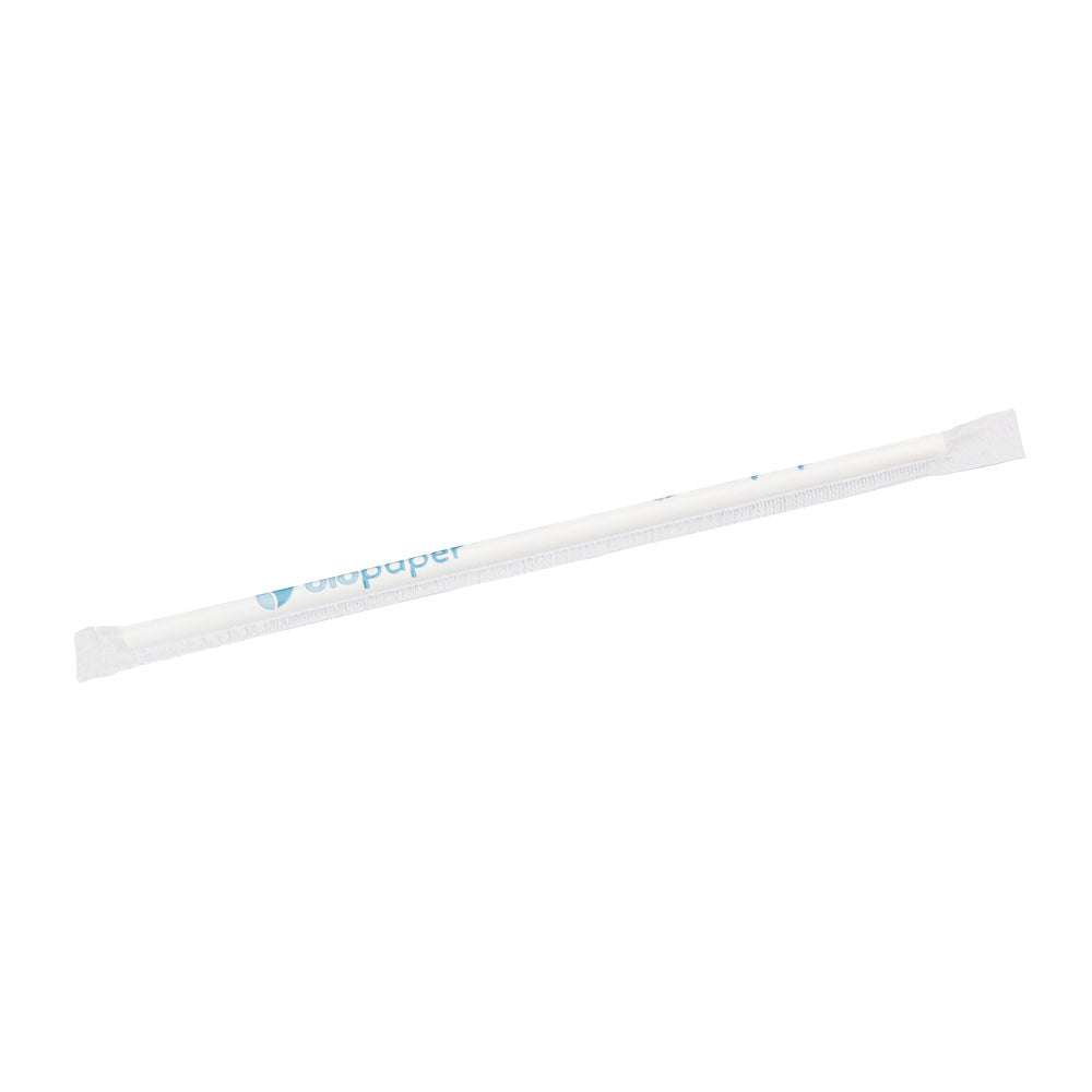 Trinkhalme Papier 20 cm, Ø 0,5 cm Weiß Einzeln verpackt - 6.250 Stk