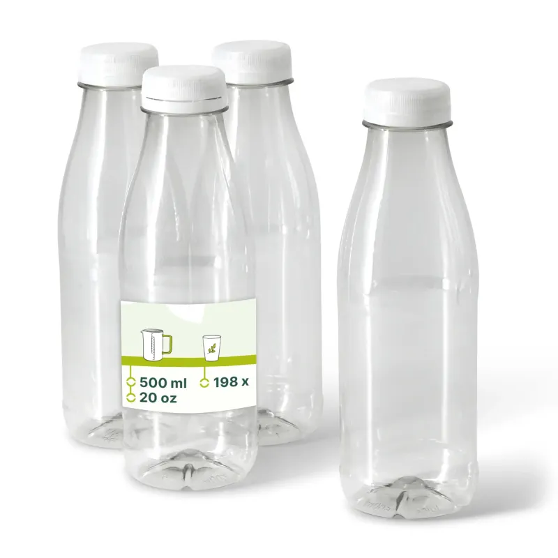 rPET Flasche 500 ml klar/weiß Deckel - 198 Stk